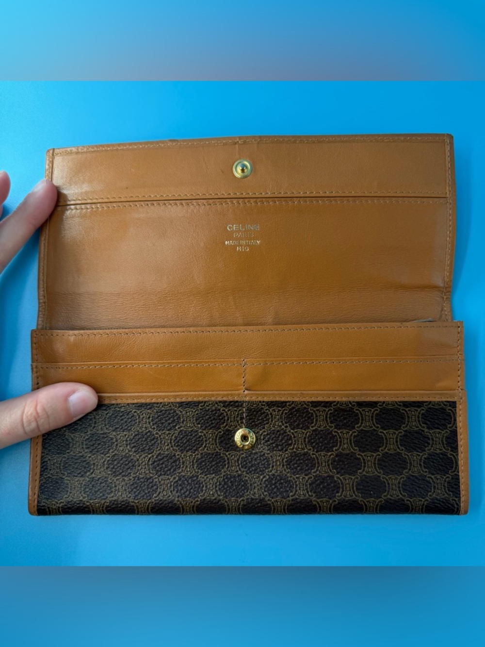 Celine Paris Long Wallet Macadam Brown Cards Pouch Bill Compartment Luxury - Picture 3 of 6